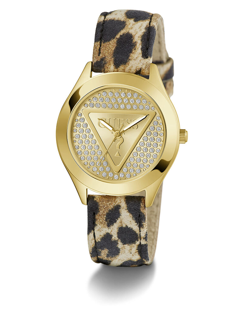Ladies Leopard Gold Tone Analog Watch