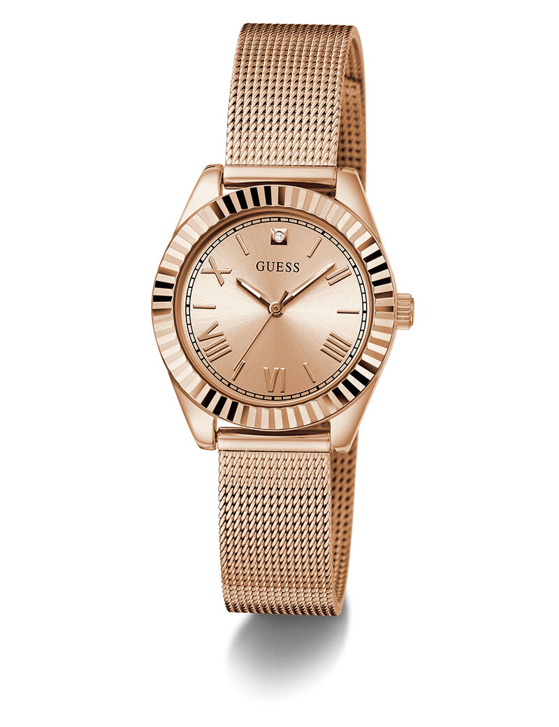 guess mini luna ladies rose gold tone analog watch