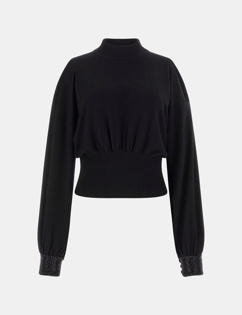 Rhinestone-cuff sweater