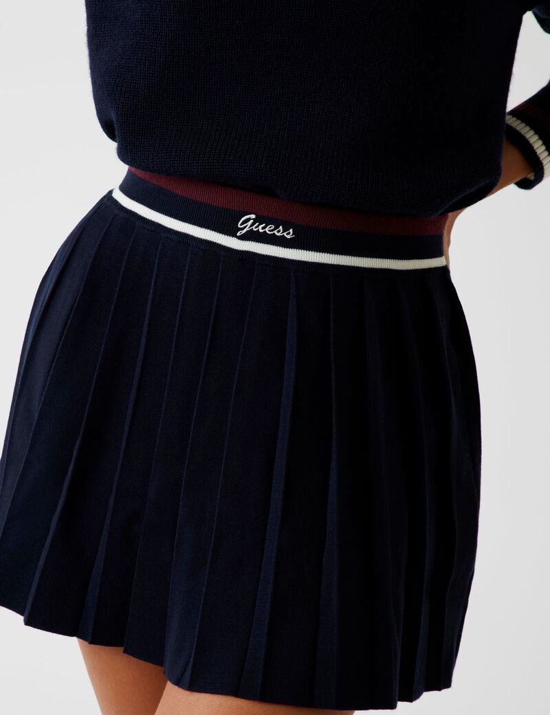 Wool-blend pleated mini skirt