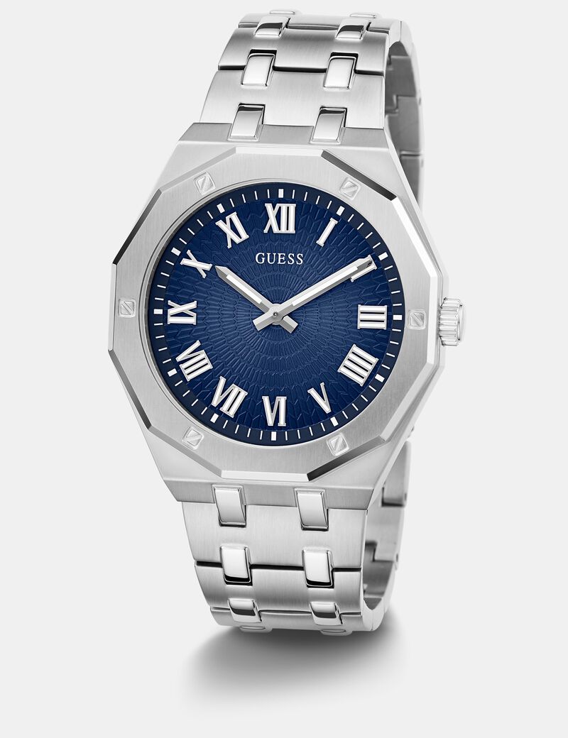 Steel analogue watch