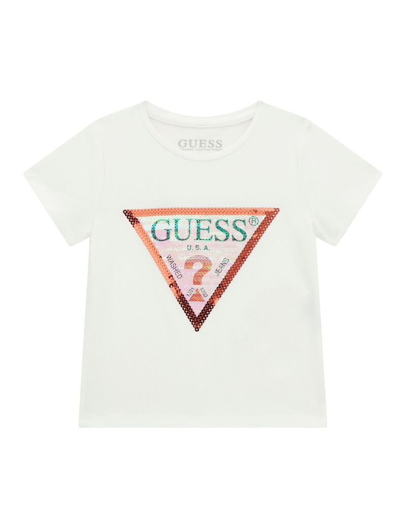 Front squins triangle logo t-shirt