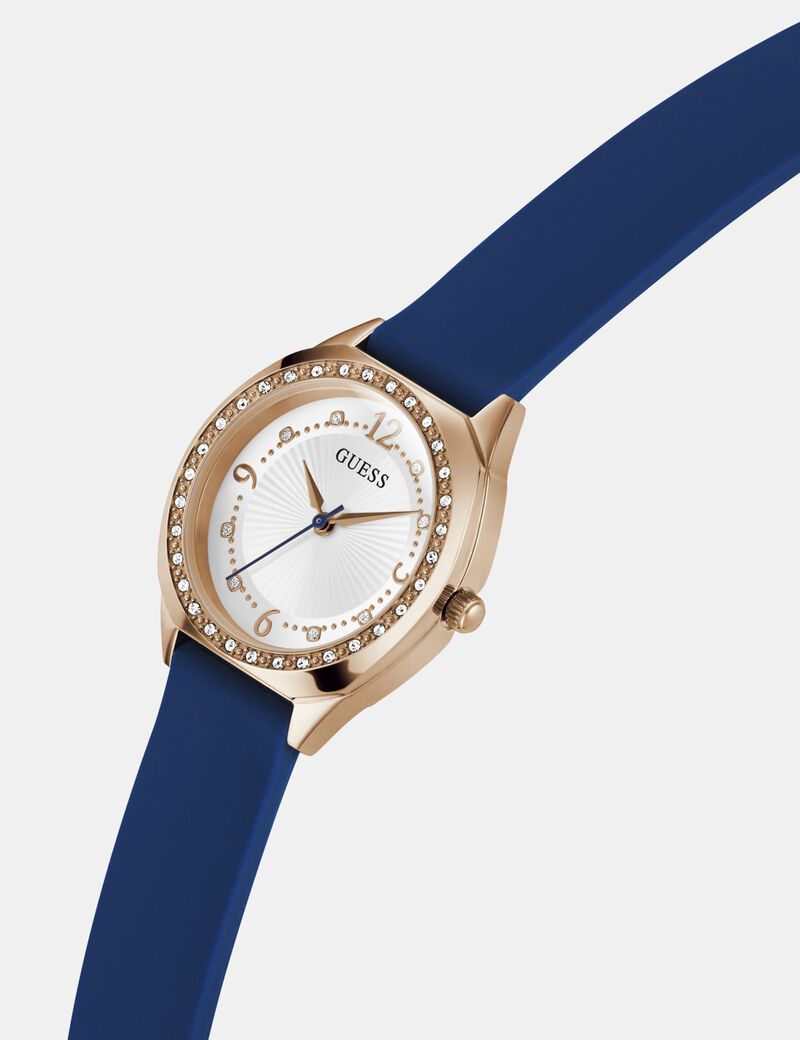 Ladies Blue Rose Gold Tone Analog Watch