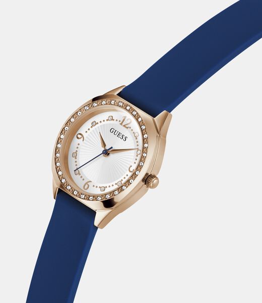 Ladies Blue Rose Gold Tone Analog Watch