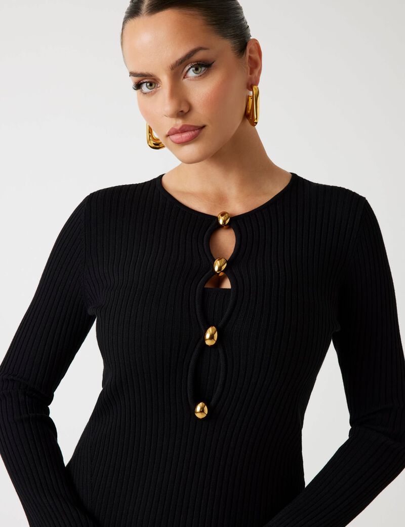 Marciano rib-knit bodycon midi dress