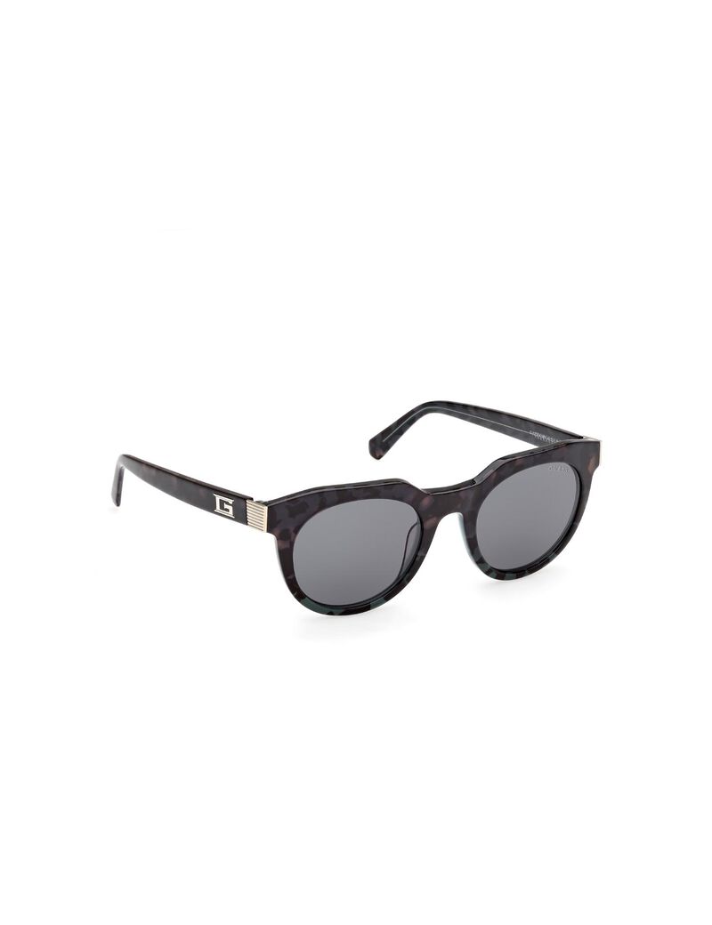 Round dark green sunglasses