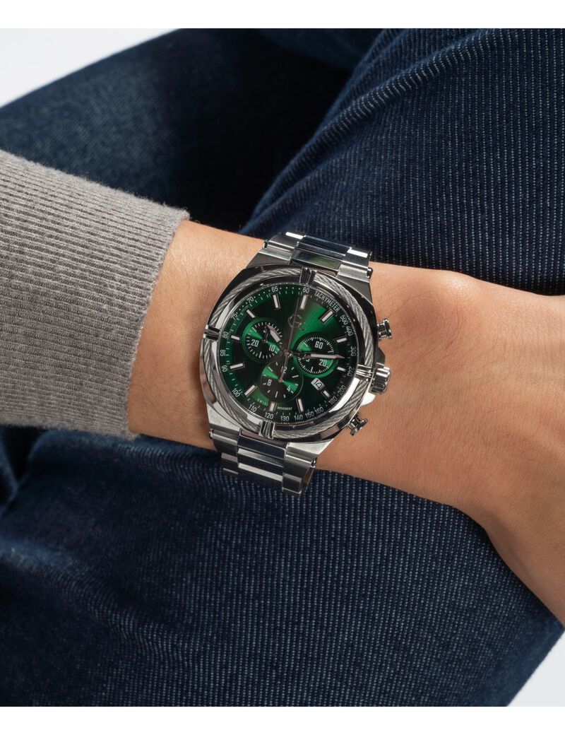 GW IRONCLASS SLV CS GRN DL 43MM QTZ CHRNO SLV SS BRCT FW23