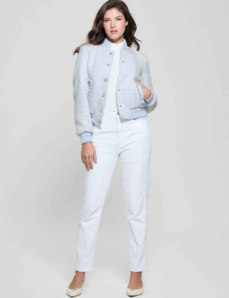 Padded tweed bomber jacket