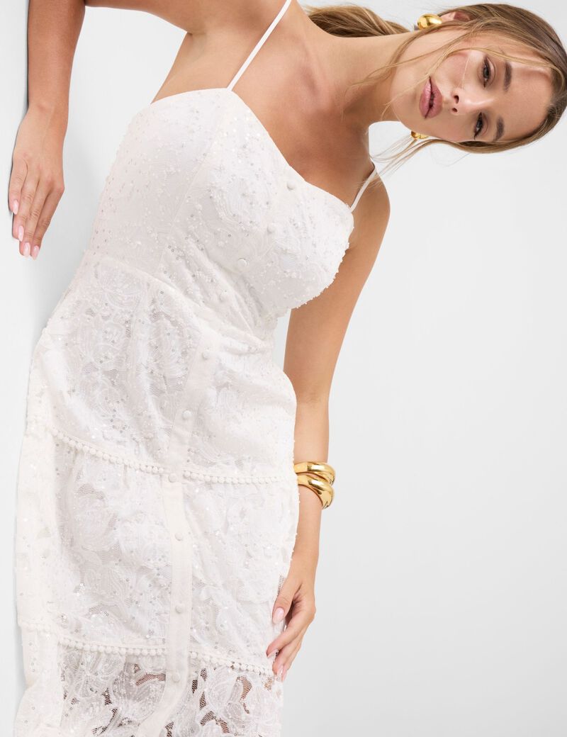 guess evelyn beaded lace dress