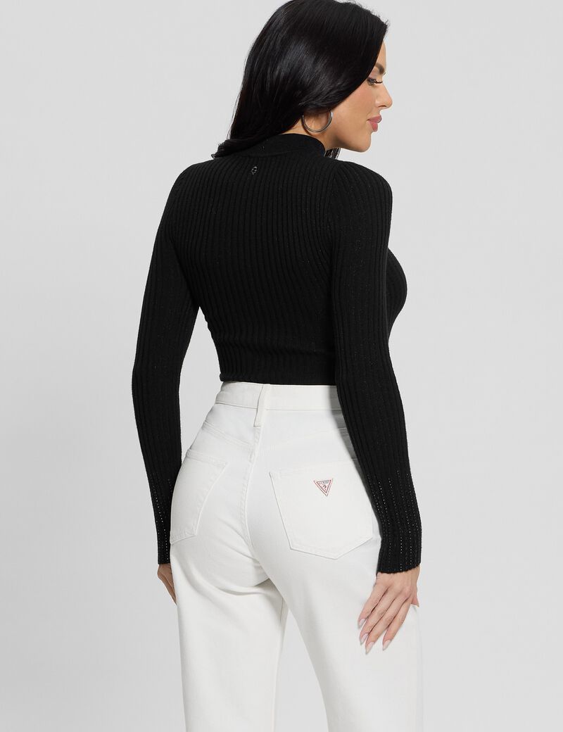Ribbed rhinestone sweater