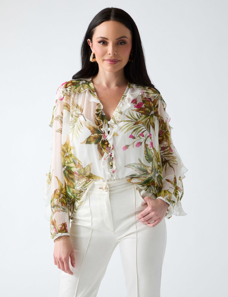 guess hassana v neck blouse