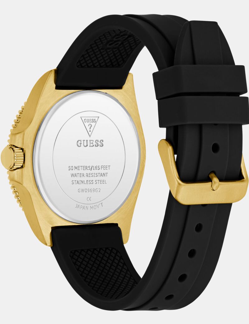 Mens Black Gold Tone Analog Watch