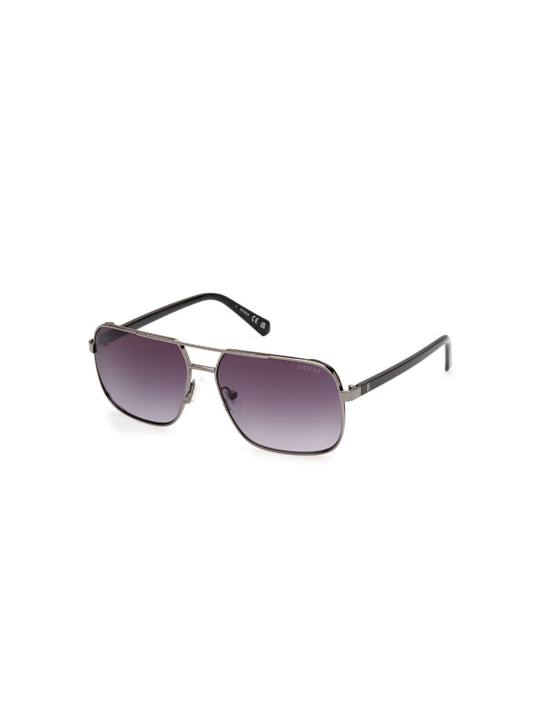 Metal Sun Glasses M Shiny Gunmetal Gradient Brown