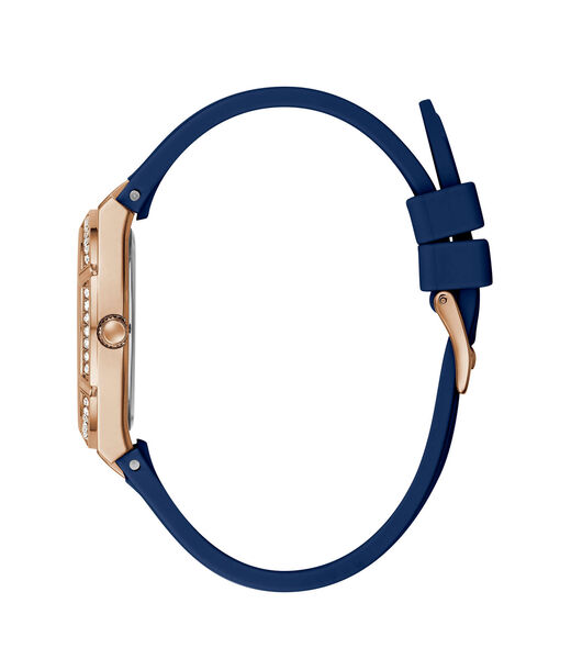 guess rose gold and blue ladies watch