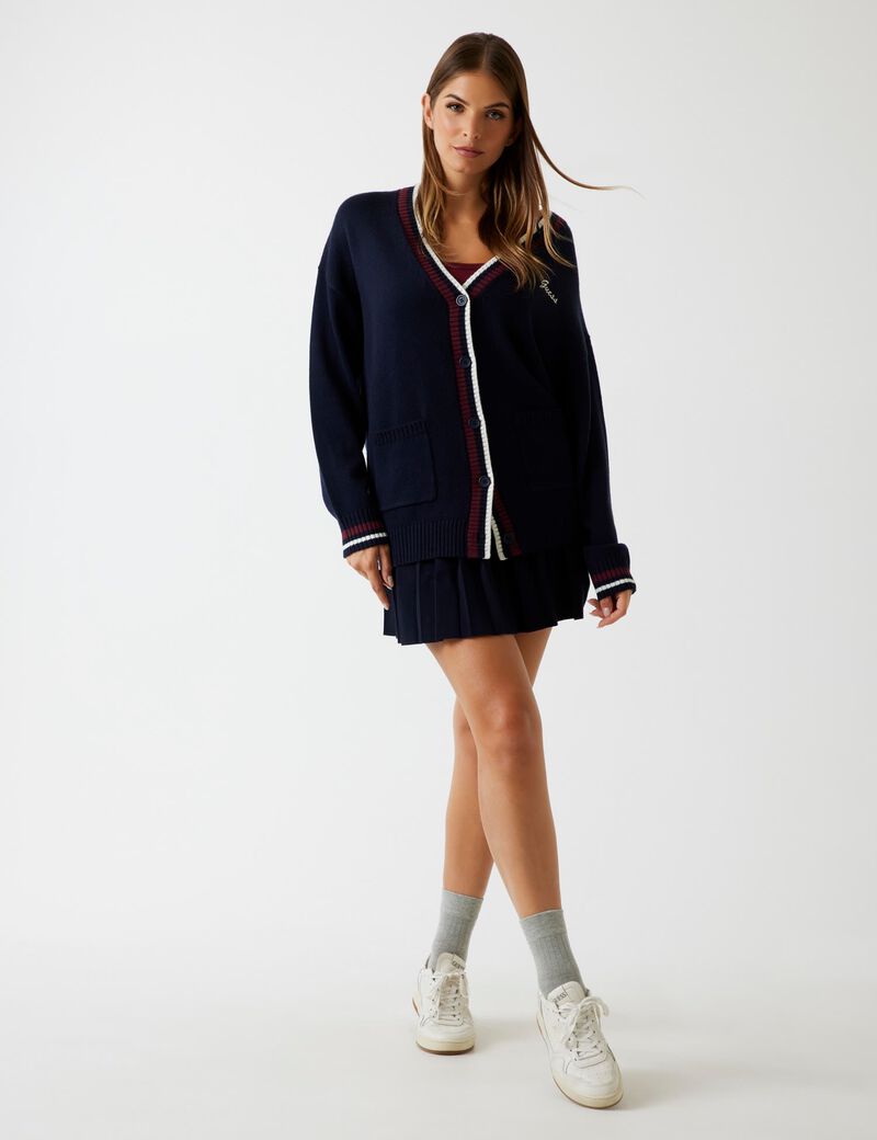 Wool-blend long cardigan