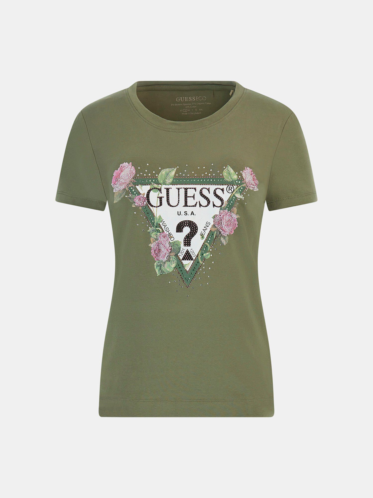 Shop GUESS Online Flower Logo Stretch T Shirt