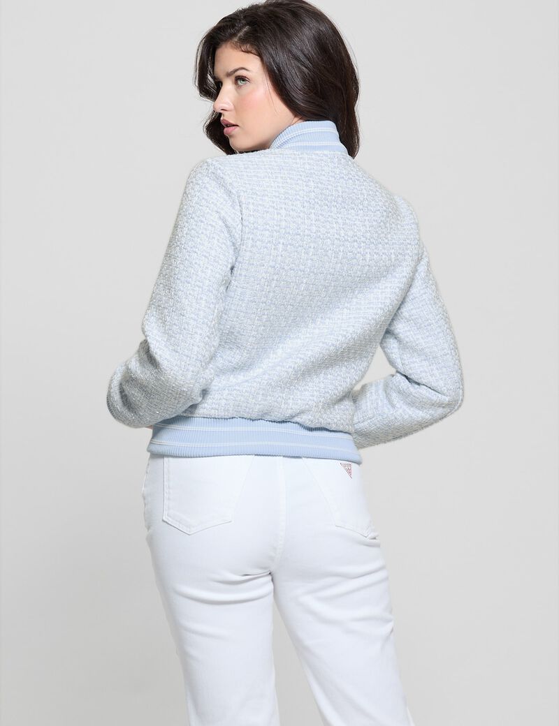 Padded tweed bomber jacket