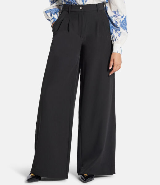 Pleated wide-leg crepon pants