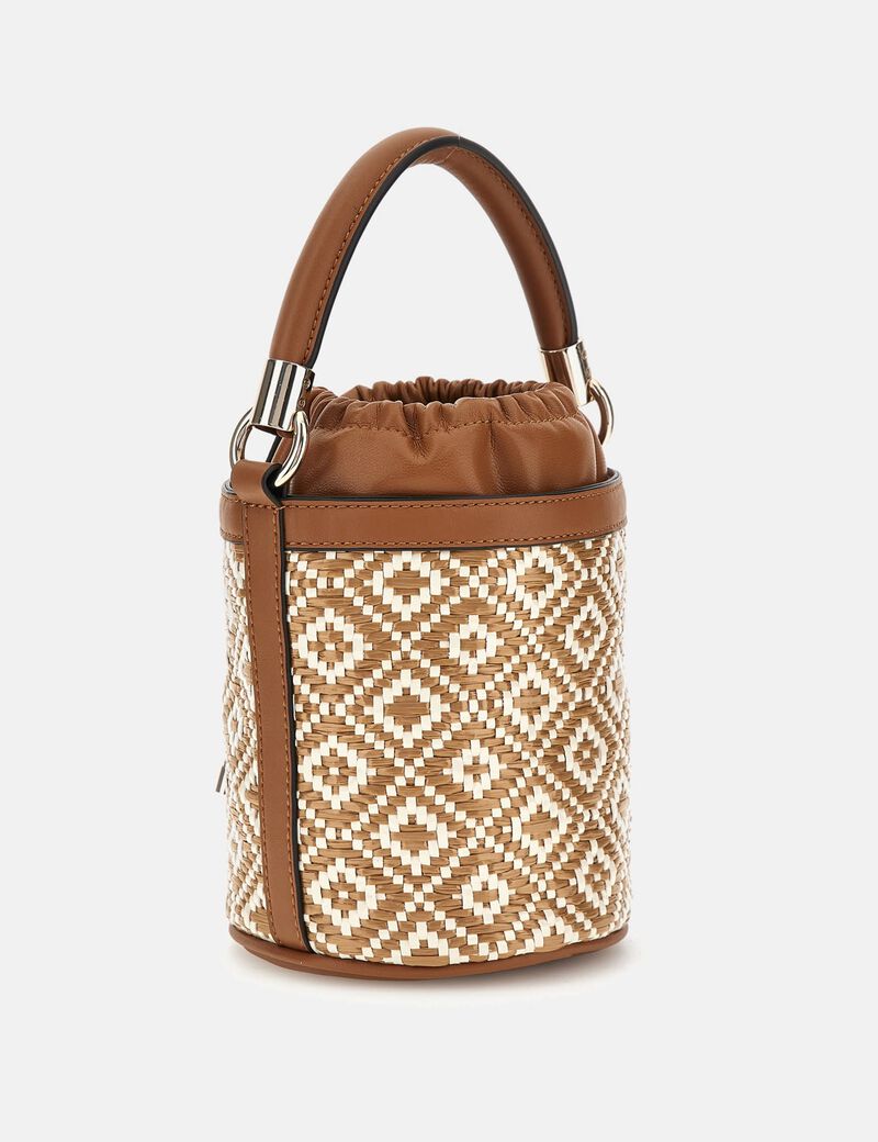 Rianee raffia mini bucket bag