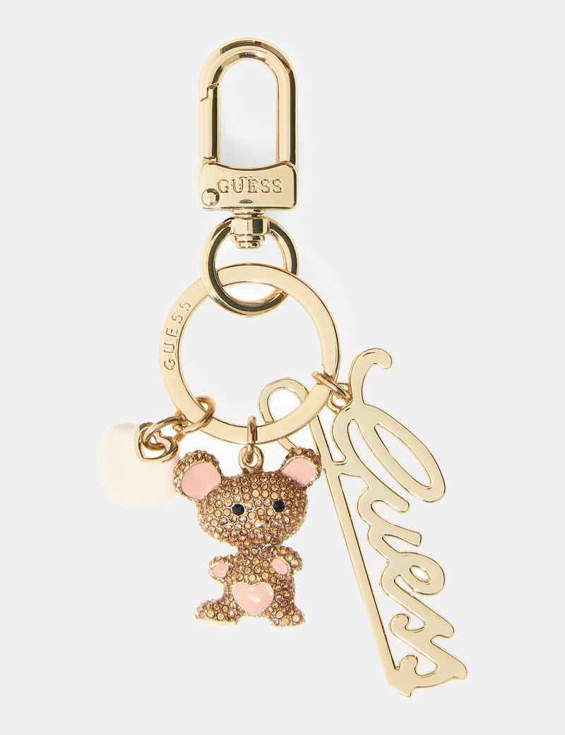 guess logo script teddy keychain
