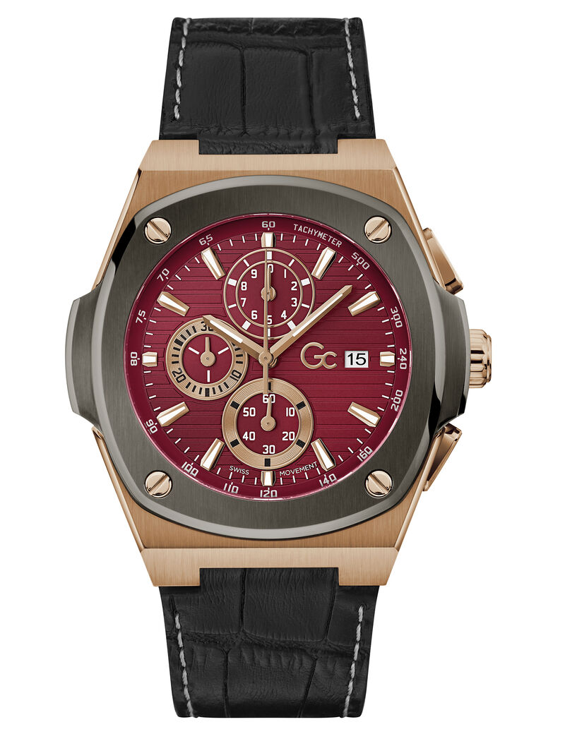 guess gc coussin shape chrono leather