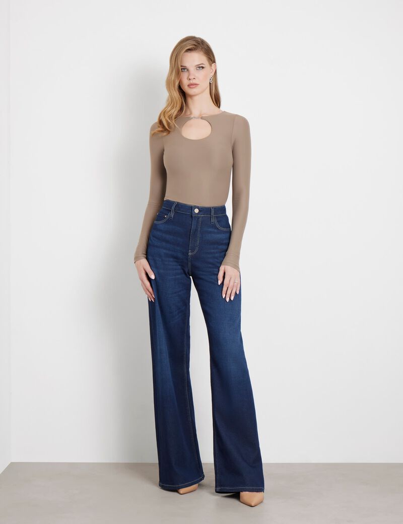 Shop GUESS Cut-out stretch top, Brown | GUESS EGY