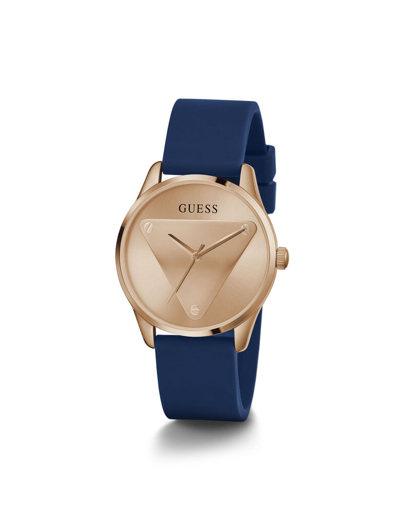 Rose Gold And Blue Analog Logo Watch