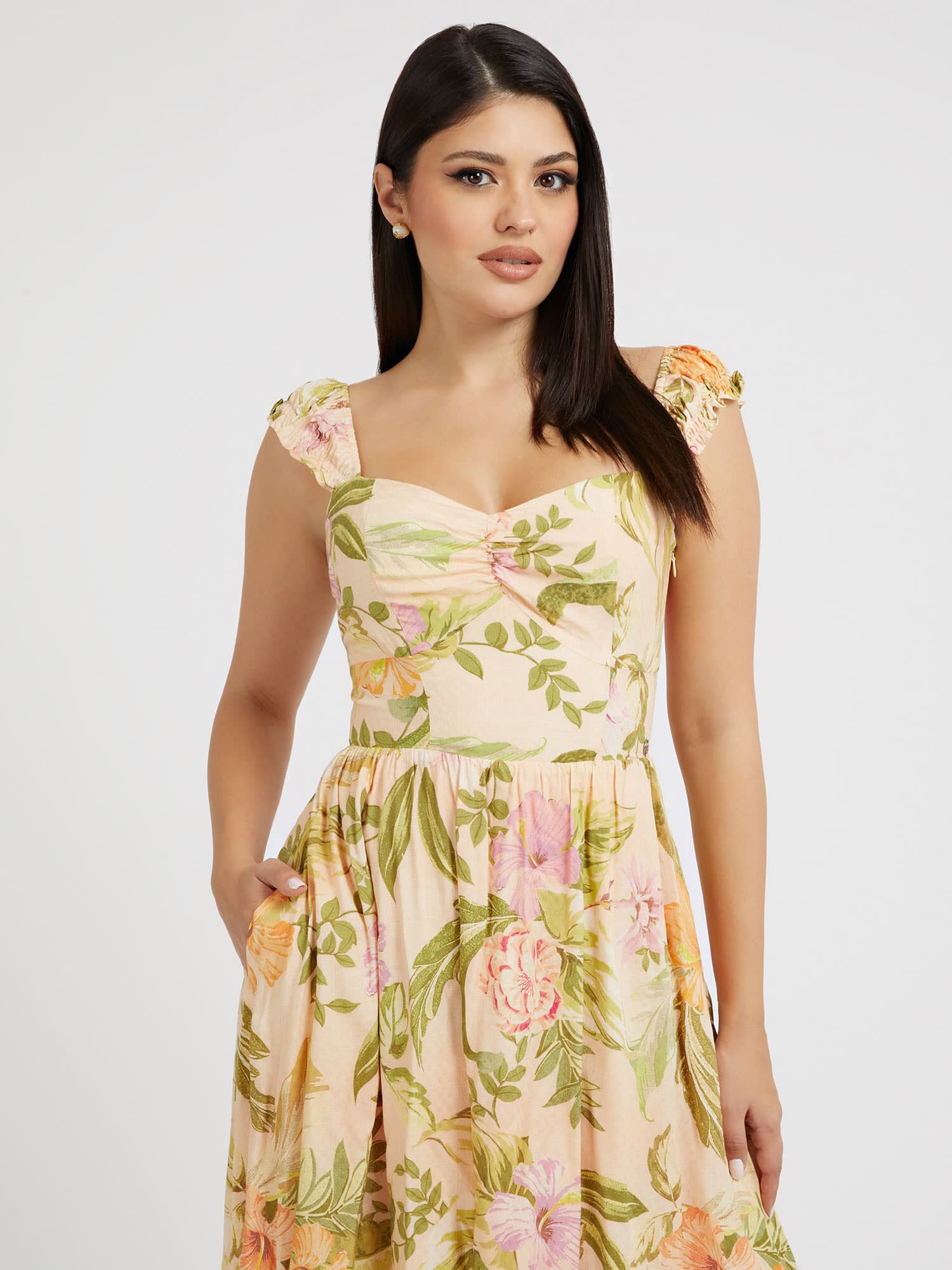 Guess yellow 2025 floral dress