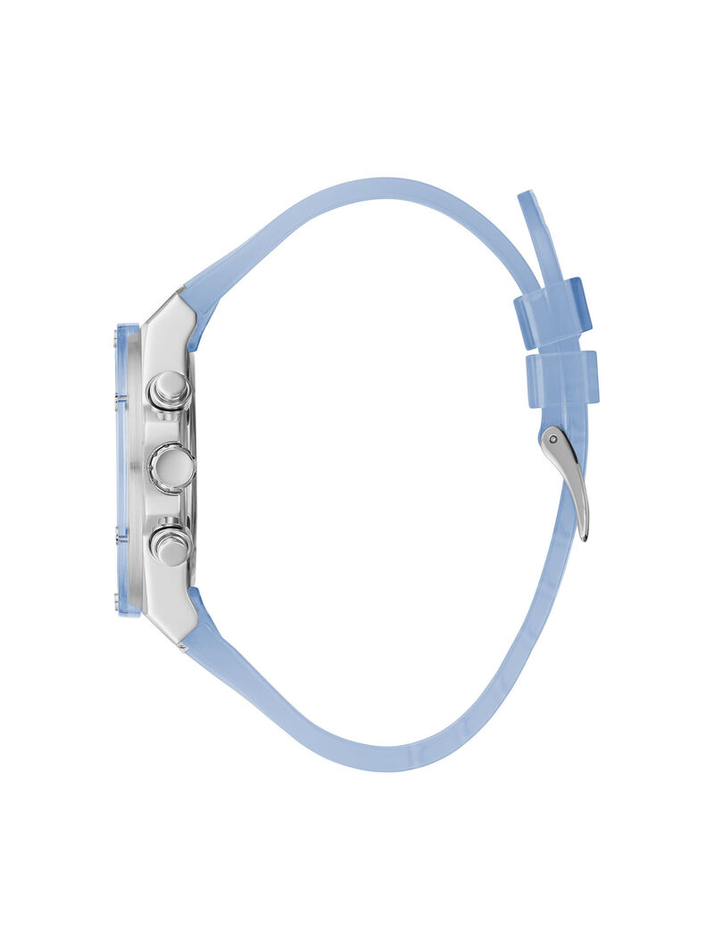 Silver And Blue Transparent Multifunction Watch