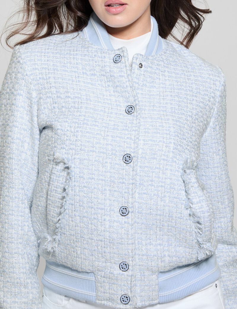 Padded tweed bomber jacket