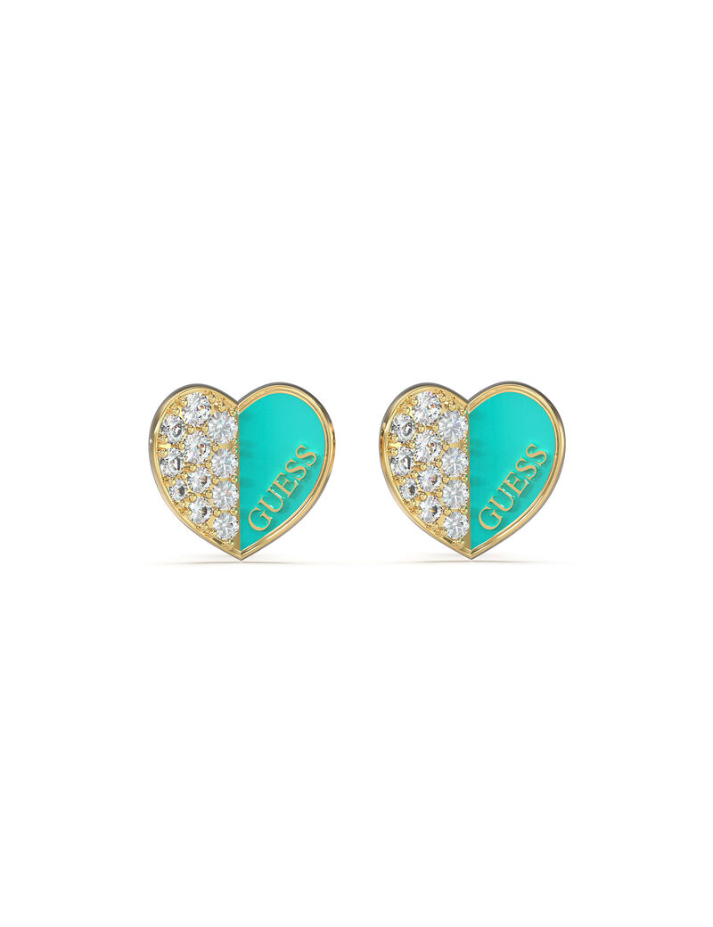 Guess Lovely Pave Heart Charm Turquoise Studs Guess Lovely Pave Heart Charm Turquoise Studs