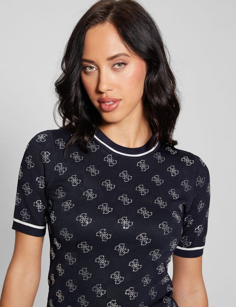 Rhinestones logo sweater top