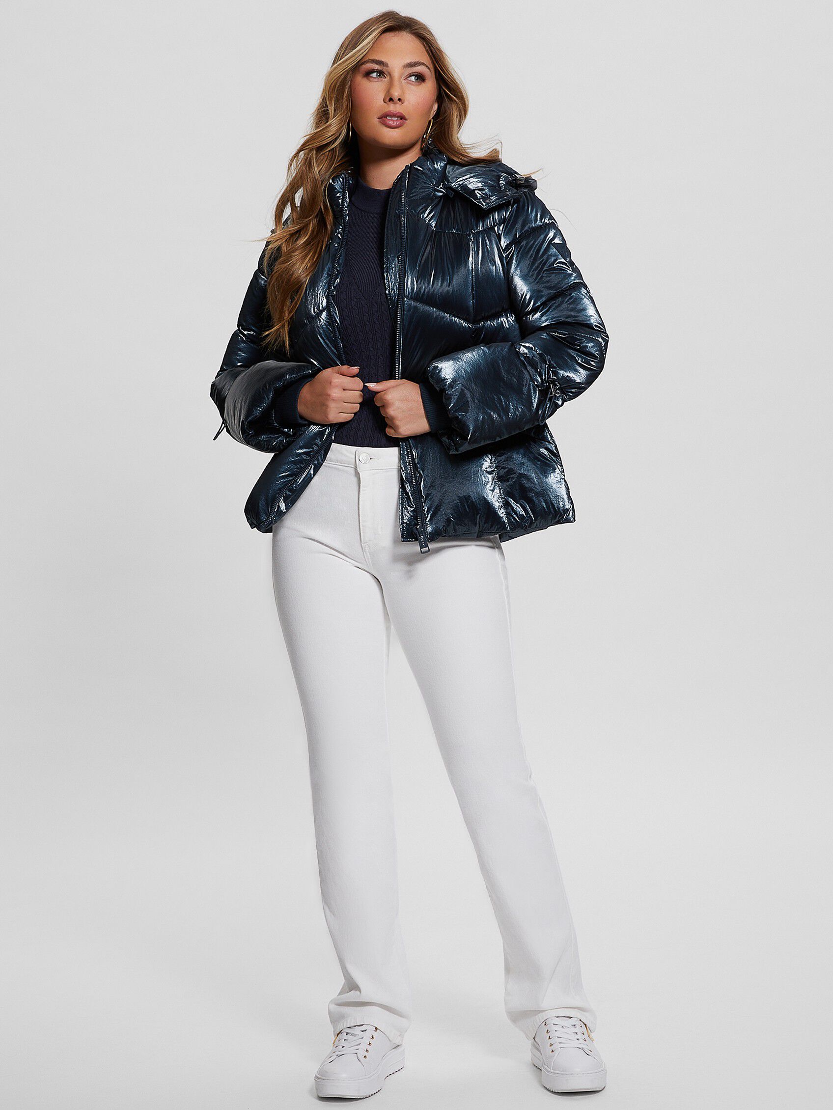 Shop GUESS Online Mirror Coating Effect Puffer