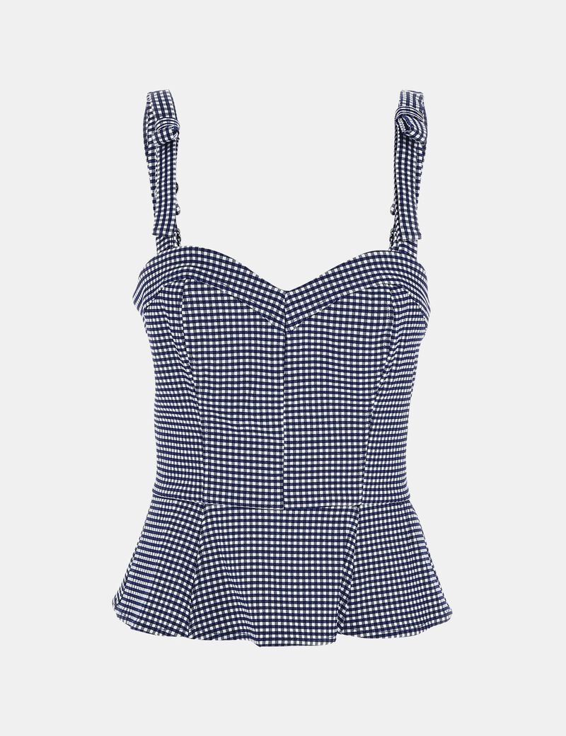 Ghigham check print bustier top