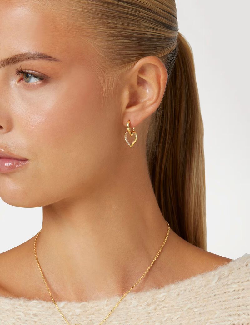 guess 25mm mon amour two hearts earr
