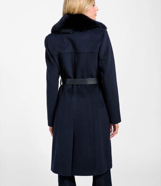 Wool-blend belted coat