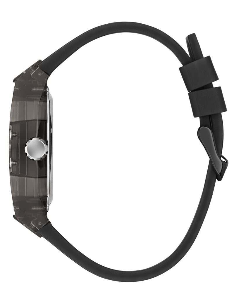 guess mens black gunmetal grey rectangle analog watch