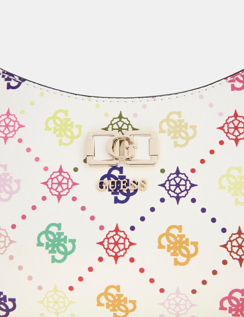 guess emelie logo top zip shoulder bag