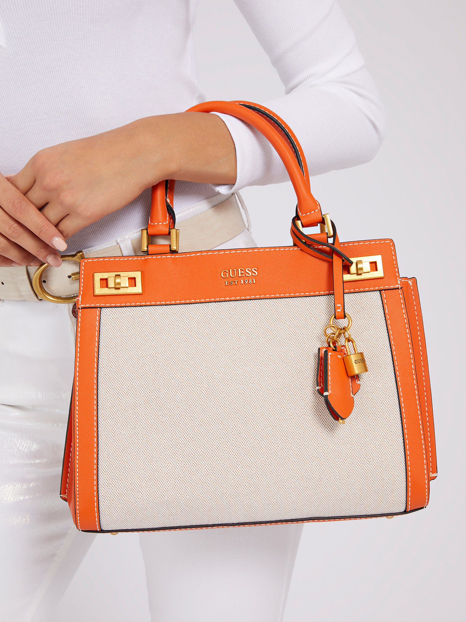 Shop GUESS Online Katey Canvas Katey Luxury Satchel