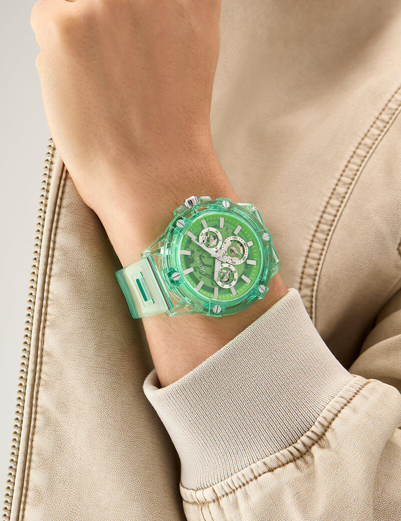 guess mens eco friendly green multi function watch
