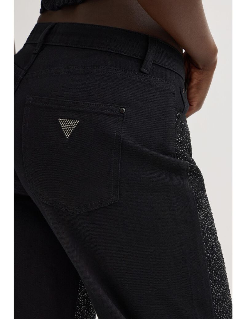guess rhinestones wide leg jeans