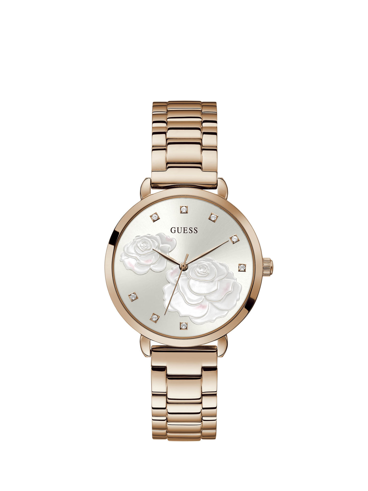 Shop GUESS Online Rose Gold Floral Crystal Watch