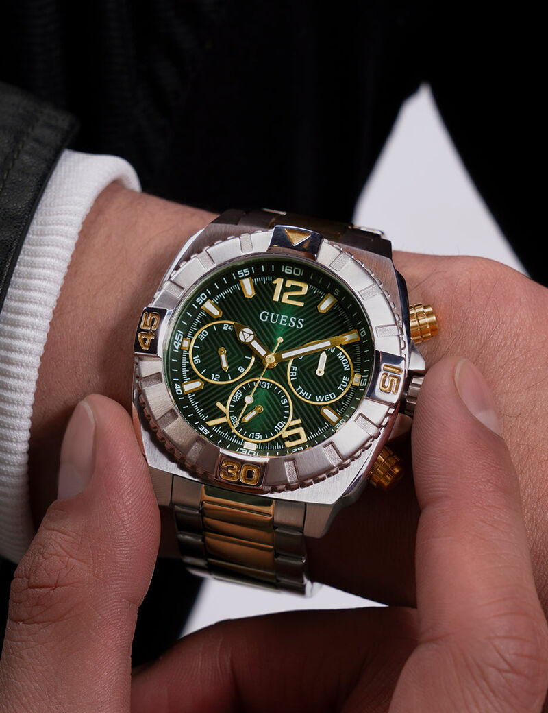Mens 2-Tone Silver Tone Multi-function Watch