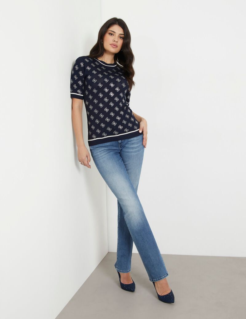 Rhinestones logo sweater top