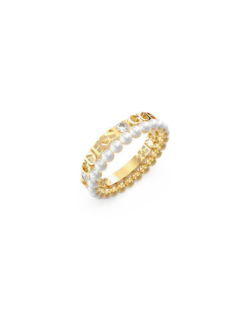 Ring & White Beads Gold