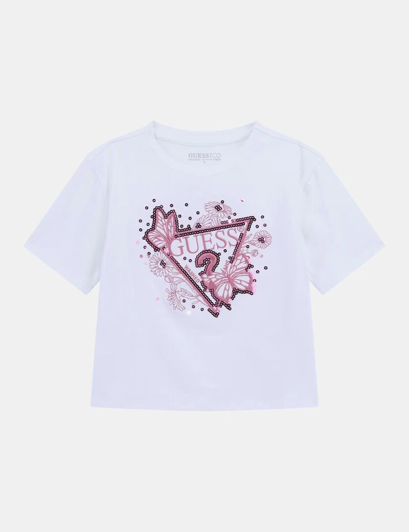 Triangle logo sequins t-shirt