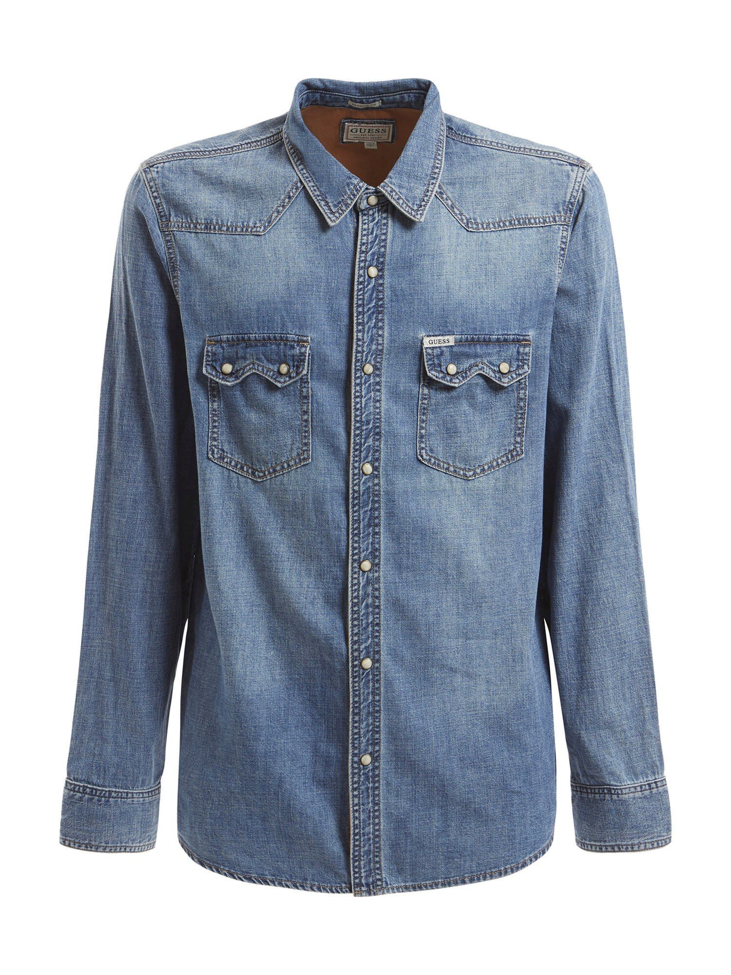Shop GUESS Online Regular Fit Denim Shirt