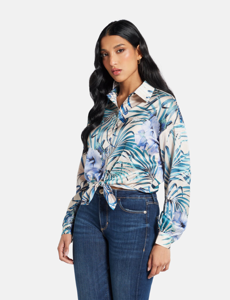 Cropped satin shirt