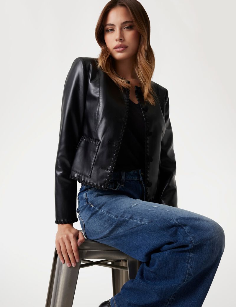 Faux Saffiano leather jacket