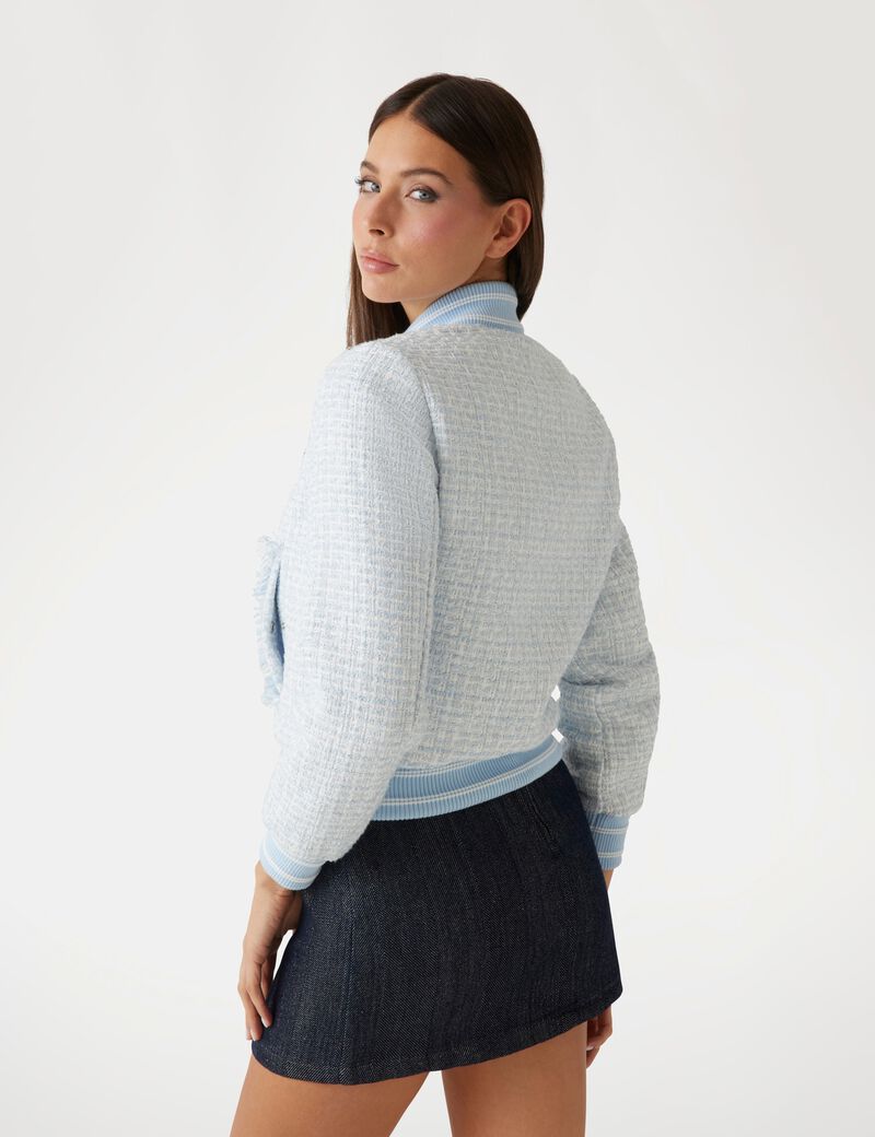 Padded tweed bomber jacket